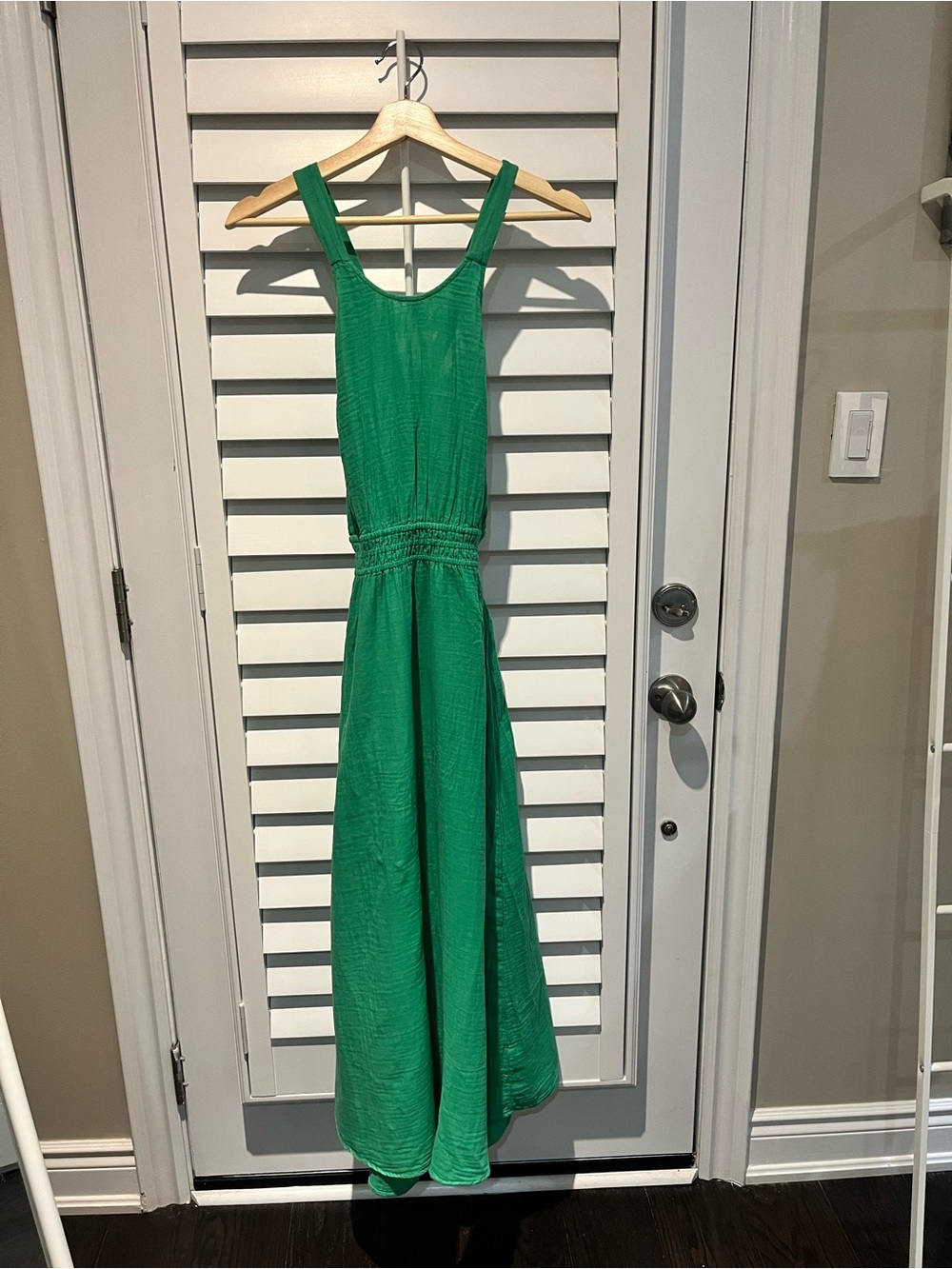 Little Moon Emerald Green Maxi Dress with Smocked Waist
